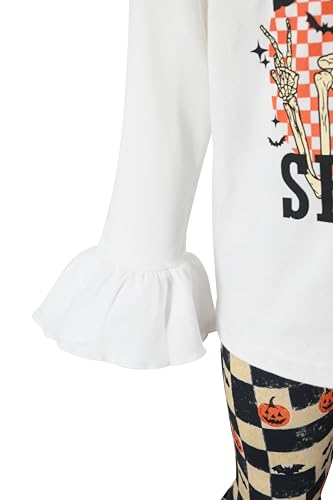 Image of Unique Baby 2 Piece Girls Double Bell Bottom Leggings Outfit with Long Sleeved Shirt Kid and Toddler Clothes Set