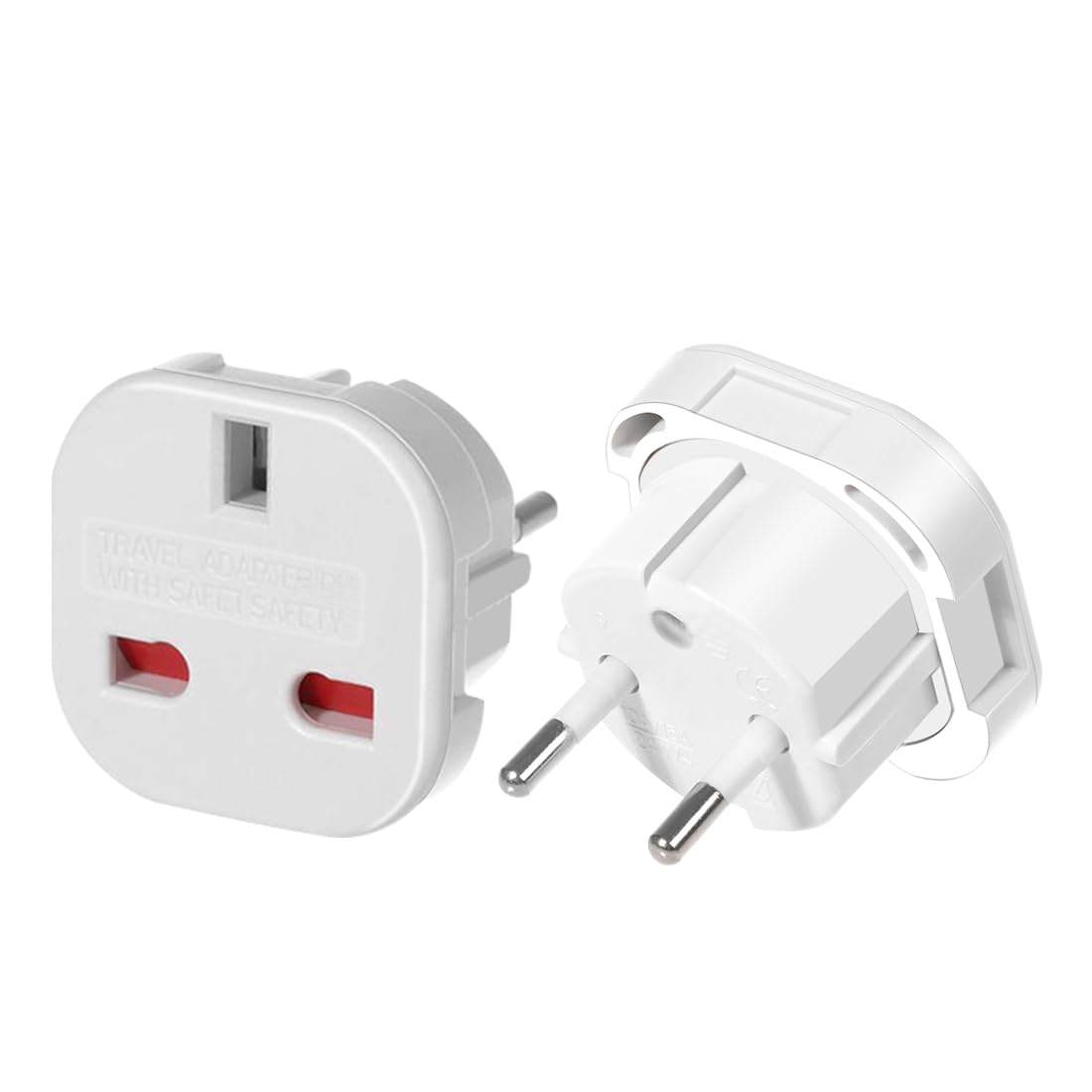 Strhowill (10Pcs) UK 3-Pin to European 2-Pin Grounded Travel Adapter Plug, UK to EU Travel Converter,EU 2 Cylindrical Plug to UK 3 Holes Socket AC