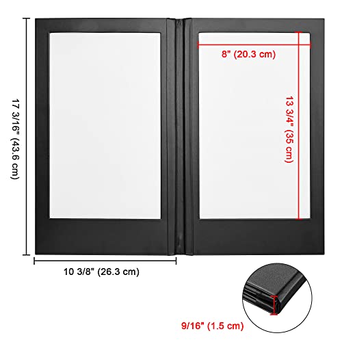 8.5" x14" Rechargeable Menu Cover Holder LED Backlit Menu Holder Illuminated Black Leatherette Menu Holde/Check Displayer for Restaurant Bars and Fine-Dining Establishments (8"x14" Dual Page)