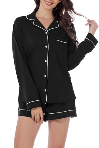 LUBOT 2025 100% Cotton Pajamas for Women PJ Set Soft Button 2 Piece Ladies Knit Long Sleeve Sleepwear...