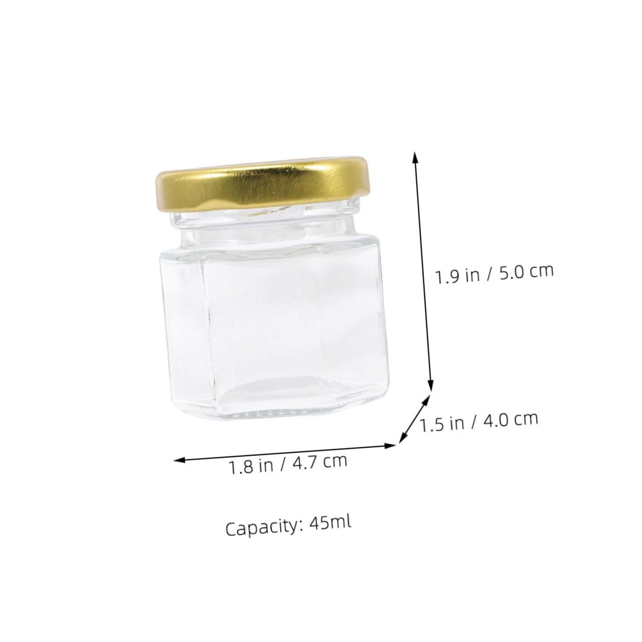 FUNOMOCYA Set of 24 Hexagonal Glass Honey Bottles Reusable Jar Honey Containers Metal Seals for Home Use