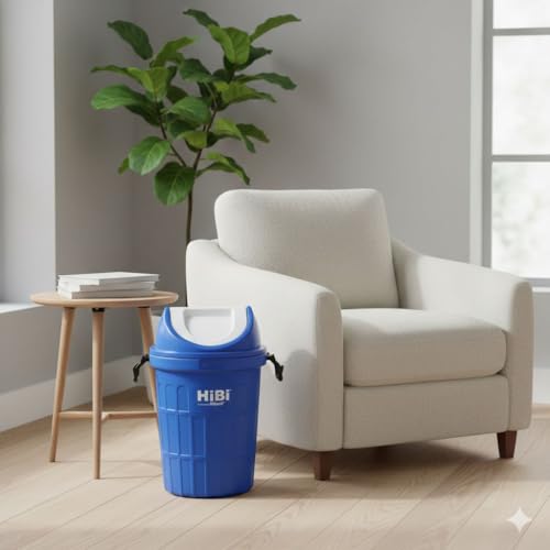 Image of HiBi 75 Litre Dustbin - Large Outdoor Waste Bin | Heavy Duty Garbage Container | Durable Plastic Trash Can for Home, Office, Hospitals, Public Areas (Blue Colour)