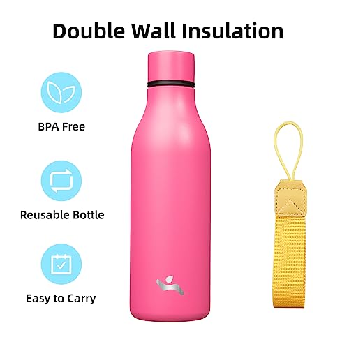 Image of Konokyo 18 oz Insulated Stainless Steel Metal Water Bottle with Strap