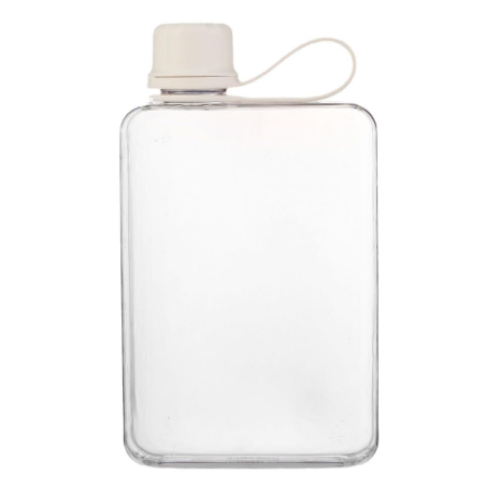 Flache Wasserflasche 500ml mit Griff, auslaufsicher für Reisen Outdoor-Fitness Sport Radfahren Arbeit Schule (Weiß)