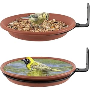 BIRDSHALA Pack of 2 Bird Feeder for Water & Seed Bird Bath Trey for Balcony, Garden, Trees & Wall mounting, Attracting Wild Birds