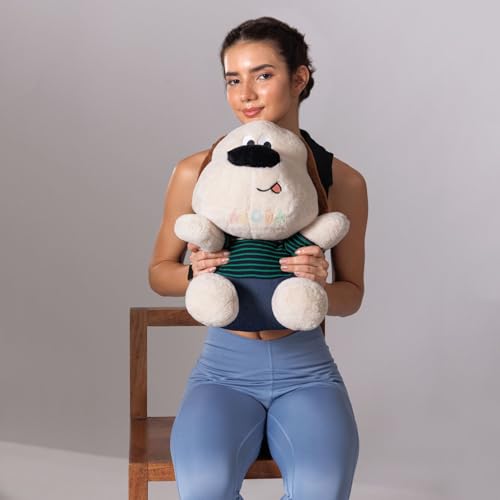 Image of ADORA Soft Toy Dog for Kids | 40 cm Cute Puppy Stuffed Animal Toy with Long Ears | Baby Dog Soft Toy in Dress | Plush Dog Toy for Girls & Boys - Cream Brown Color
