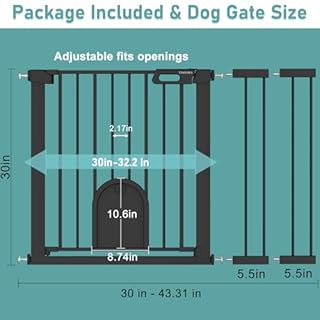 TSAYAWA Baby Gate with Cat Door Pet Gate with Small Door Walk Through Pressure Mounted for Cat No Drill Black 40.55"-43.31" Wide