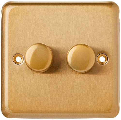 MK K1532SAG 250W 2-Way Double Dimmer - Satin Gold