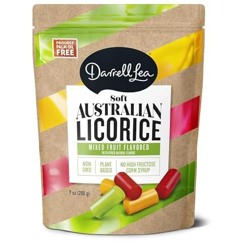 Darrell Lea Soft Australian Licorice, Mixed Fruit Flavor, 7 Ounce Bag (1-Pack) | Non-GMO, No Palm Oil, Plant Based, No High Fructose Corn Syrup | Soft & Chewy Licorice Candy, Made in Australia Cover