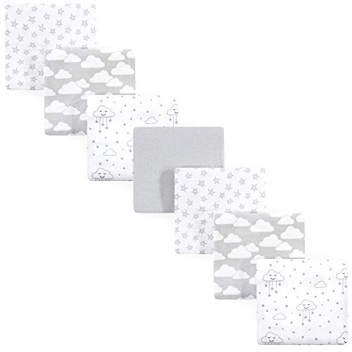 Image of Hudson Baby Unisex Baby Cotton Flannel Receiving Blankets Bundle, Gray Clouds, One Size
