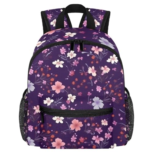 Sac à dos voyage enfant à fleurs violet pour les sorties en famille