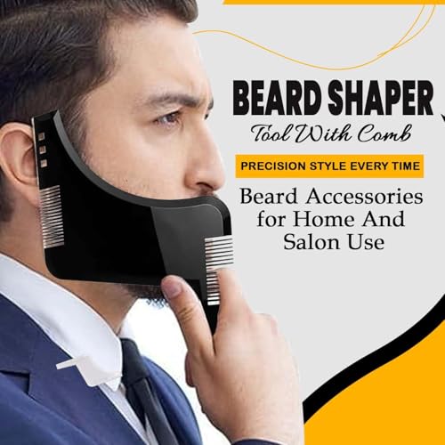 Image of Fully Beard Shaper Tool for Men Beard Comb for Men and Boys Beard Symmetry Tool for Perfect Lines, Neckline and Jawline (Combo)