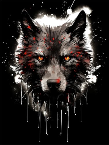 Kit broderie de perles loup noir et blanc 40x50cm COKYIS