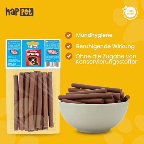 HAPPET Hundegröße - 100g Rinderkabanos - natürlicher Trainingsbeiß, gesunder und leicht verdaulicher Snack, reich an Eiweiß und fettarm, fördert die Mundhygiene