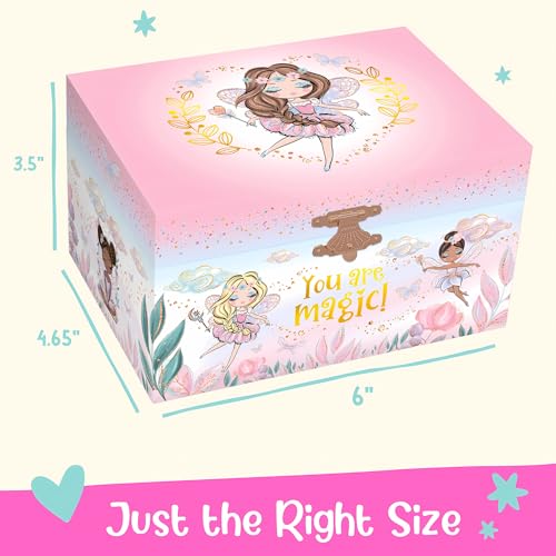 Giggle & Honey Musical Fairy Jewellery Box for Girls - Kids Music Box with Fairy and Mirror, Birthday Gifts for Girls, Kids Jewellery Boxes for Ages 3-10-15.2 x 11.8 x 8.9 cm