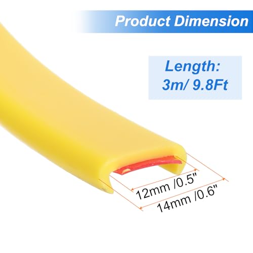 Image of uxcell U-Shape Edge Banding, 9.8ft x 12mm TPE Self-Adhesive Veneer Edging, Plywood Edge Trim Flexible Furniture Edge Protector for Countertop Cabinet Shelf Repair Restoration (Yellow)