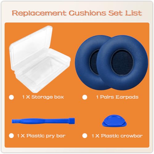 Almohadillas de repuesto para auriculares Beats Solo 2 y Solo 3 (cableados e inalámbricos), cojines para orejas, fundas para copas auditivas, piezas de reparación (azul) miniatura 4