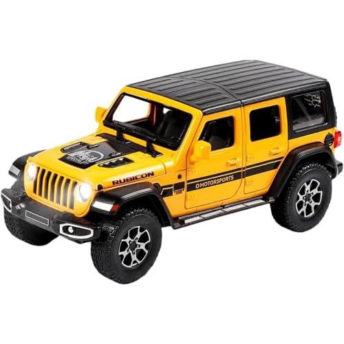 Image of Rubicon Wrangler Toy Car for Kids Collection 1:24 Scale Diecast Metal Model Car with Light Sound Pull Back Openable Door
