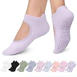 9 Pares Calcetines de Yoga, Calcetas Pilates Mujer,Calcetines Danza para Mujer, Calcetines Antideslizantes de Yoga para...