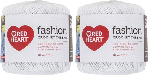 Image of Red Heart Fashion Crochet Thread, 3, White 375 Foot (Pack of 2)