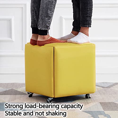 Chaise tabouret empilable 5 en 1 pouf cube modulable en cuir salon compact - 6
