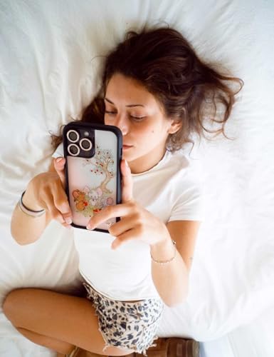 Image of Wildflower Cases - Compatible with iPhone 16 Pro Max | Protective Black Bumper, 6.5ft Drop Test Certified, Women Owned Small Business | Animals Picnic Dainty Aesthetic Cute Trendy | Mice Friends