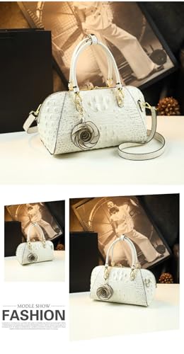 Fashion Leather Women's Top Handle Satchel Crossbody Handbags Flower Pendant Purses Crocodile Pattern Shoulder messenger Bags4