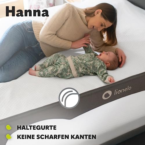 Lionelo Hanna Bettgitter Rausfallschutz 150 cm x 66 cm, zusammenklappbar um 180 Grad, luftiges Netz, einfache Montage, Standsafe-Blockade, SecureBelt, stabile Konstruktion
