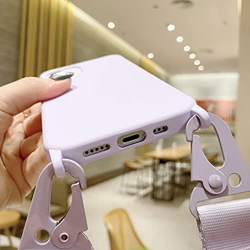 CQUUKOI Para iPhone 15, capa de telefone transversal com alça de ombro capa de silicone macio com co