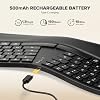 (Upgraded) DELUX Ergonomic Wireless Keyboard w Cushioned Wrist Rest, Wave Keys, 2.4GHz & Bluetooth Connection, Full Size Wireless Rechargeable Computer Keyboard for Windows, Mac OS, Laptop, PC (GM909)