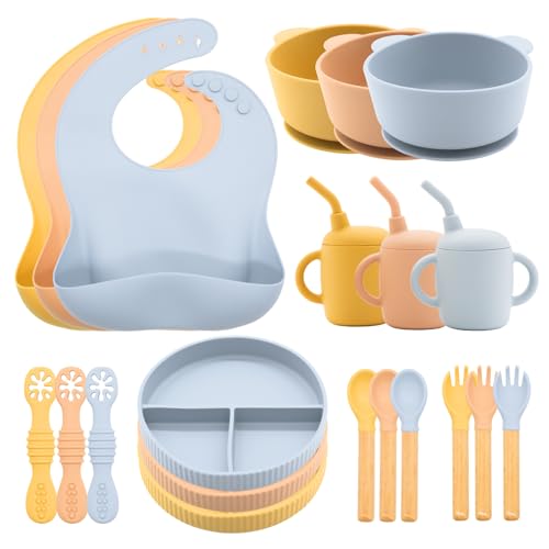 Image of CHCC Silicone Baby Feeding Set 21 Pcs, Baby Led Weaning Supplies, Baby Feeding Supplies Set BPA Free, Essentials for Newborn Gift Mixed