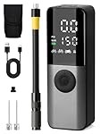 Electric Bike Pump, 150Psi Portable Bicycle Tire Pump with Digital Pressure Gauge for E-Bike, Road and Mountain Bicycle Pump, Mini Bike Pump with Presta, Schrader, Dunlop Valve Accessories