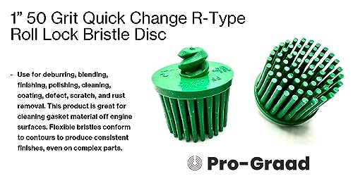 Image of 5 Pack 1 inch 50 Grit Green R-Type Bristle Disc | Ceramic-Aluminum Oxide Abrasive Bristle Disc with Quick Change Roll Lock, Pack of 5, Green