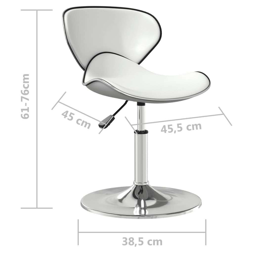 Taburete de bar blanco de piel sintética con elevación de gas, altura regulable, giratorio 360 grados, estructura de acero cromado, acolchado con respaldo y reposapiés, ideal para cocina