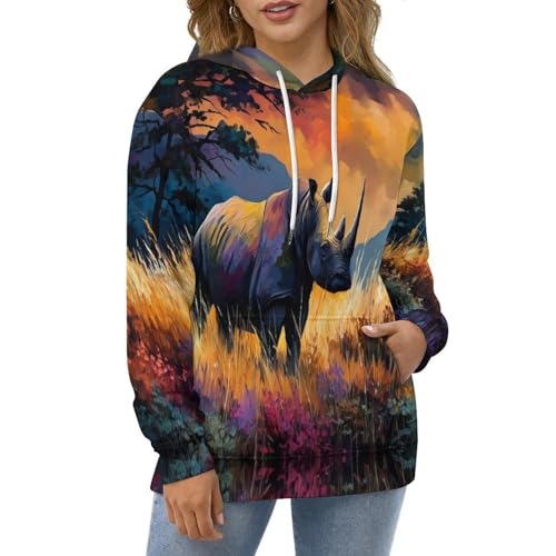 Sweat rhinocéros des steppes 3D pull de décontracté pour sorties urbaines