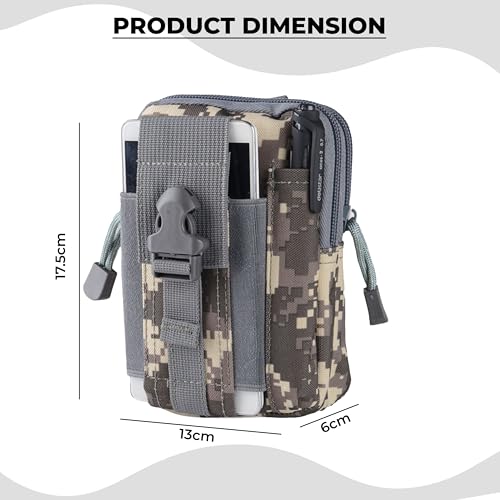 Image of Kraptick Multi-Purpose Water Resistant Waist Bag with Dual Compartment, Waist Bag Mobile Phone Holder, Waist Pack for Men, Women Camping Hiking Pouch (ACU Camouflage)