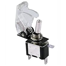 Car Boat Truck Illuminated Led Toggle Switch with Safety Aircraft Flip Up Cover Guard 12V20A TransparentWhite