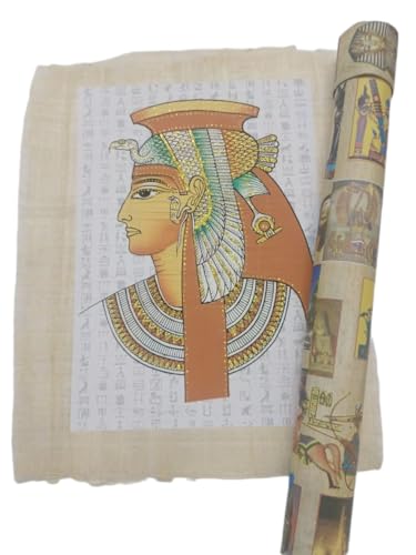 بردية مصرية مضيئة في الظلام، رسم فرعوني تقليدي، ورق بردي يدوي الصنع مع إرشادات التخزين والعرض