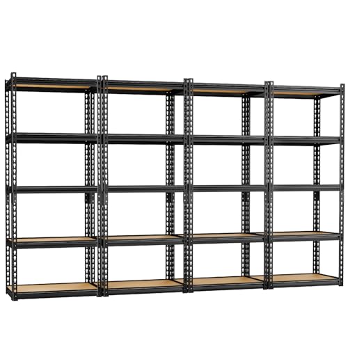 Image of LEVELEVE 5-Tier Storage Shelving Unit, Metal, for Garage, Kitchen, Laundry Room, Adjustable, 30 inch L x 12 inch W x 60 inch H, Rectangular, 4 Pack