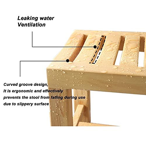 Siège de douche d'angle en bois hydrofuge pour seniors et PMR