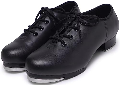 Jazz Tap Shoes for Woman: Leather Lace Up Tap Dance Shoes for Girls and Adult - Flat Heel Split Sole Tap Jazz Shoes for Boys and Man4