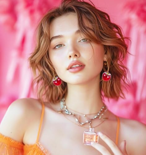 Cherry Earrings, 3D Red Fruit Dangle Earrings, Cute Drop Charm Jewelry Gift for Women4