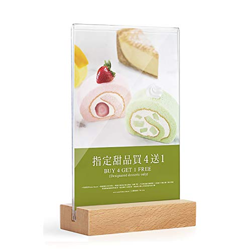 Z·Bling Soportes de Sobremesa Plástico Acrílico, A4 T Soporte de/Expositor, Menu Soporte para Restaurante, Menú, Foto o Anuncio, Presentación de Doble Cara, Transparente - 29.7 cm x 21cm