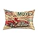 719 Almohada Caso 40X60Cm, Póster Vintage Motel Route 66 Chica Y Coche American Vintage Funda De Almohada para Cojín Decorativa Funda De Almohada Decorativa Hogar Throw Pillow Case para Patio, Cama