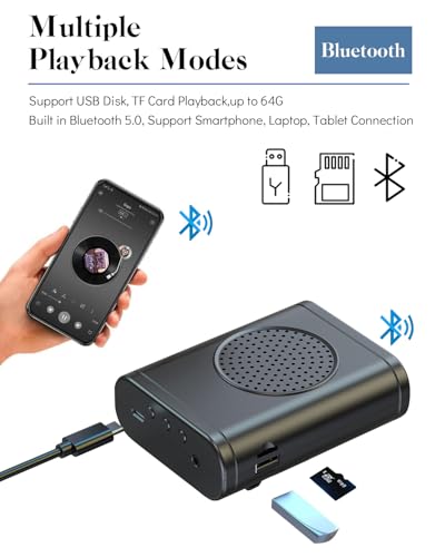 Amplificatore vocale portatile con microfono a clip senza fili, amplificatore vocale personale ricaricabile Bluetooth, altoparlante PA per più posizioni in classe, riunioni e all'aperto - 4