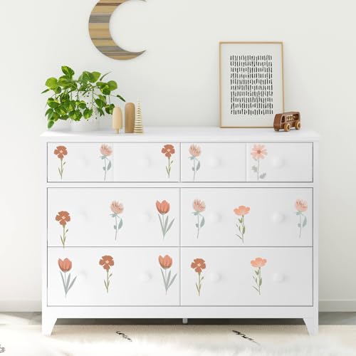 12 Sheets / 72 Pcs Flower Wall Decals Boho Wall Stickers Flowers Home Wall Decor Living Room Peel and Stick Aesthetic Murals Wildflower Wall Decal for Bedroom Boho Vinyl Kitchen Wall Murals - Image 6