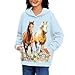 Xhuibop Horse Shirts Girls Fashion Graphic Hoodies Oversized Sweatshirts Size 11-13 Fall Long Sleeve Pullover Kids Athletic Top Outdoor Travel Cute Clothes