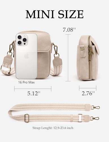 Image of Yarnic Small Crossbody Bag, Vegan Leather Cell Phone Purse for Women, Vintage Wallet Bag with Card Slots