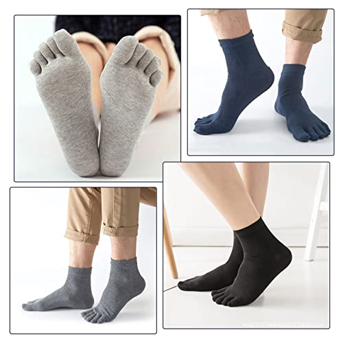 Image of TSHAOUN 5 Pairs Toe Socks Running Five Finger socks,Men's Toe Socks Cotton Running Five Finger Mini Crew Socks,running socks,Sports Toe Socks,Breathable Five Finger Socks,UK 6-10 /Eur 39-45