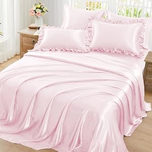Homiest Ruffled Satin Sheets Twin S...
